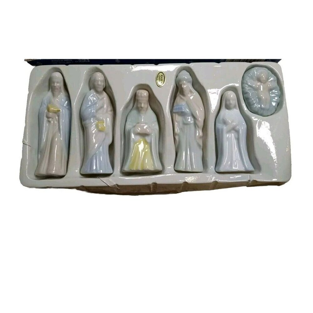 Porcelain Nativity Scene Set Blue & White Giftco, Inc. Nib
